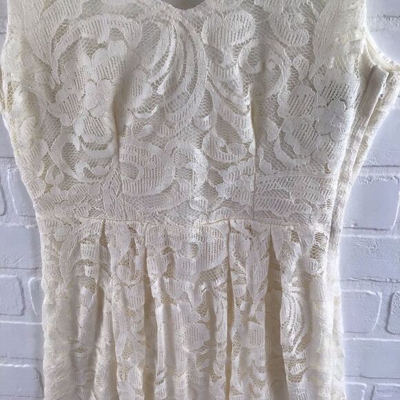 𝅺 H & M ecru white lace dress empire waist spaghetti straps side zipper size 6 - Picture 5 of 8